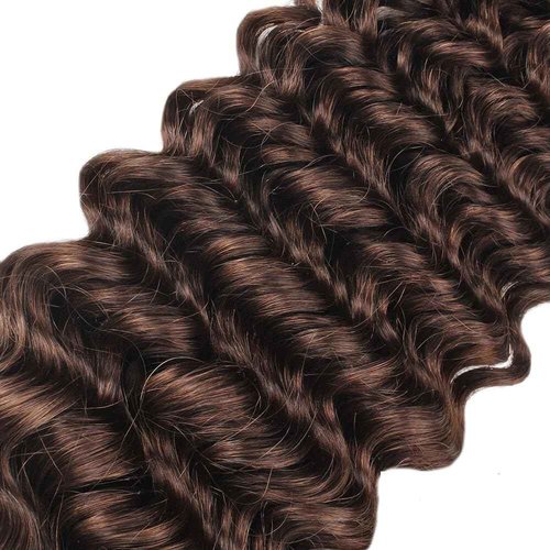 Giginger Bundles Human Hair 24 26 28 Inch Chocolate Brown Deep Wave Human Hair Bundles Deep Curly Unprocessed Quick Weave Soft Sewn In Hair Extensions for Black Women
