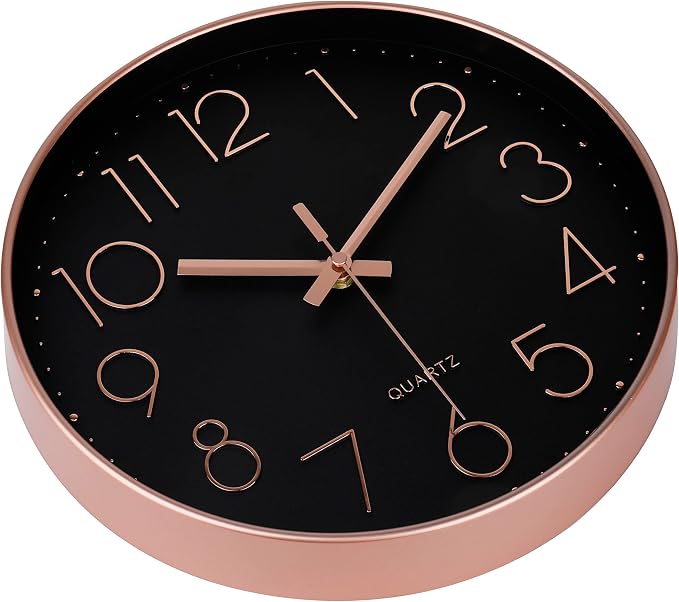 jomparis Rose Gold Wall Clock for Grils Womens Silent Non-Ticking Clock Decorative for Bedroom Office