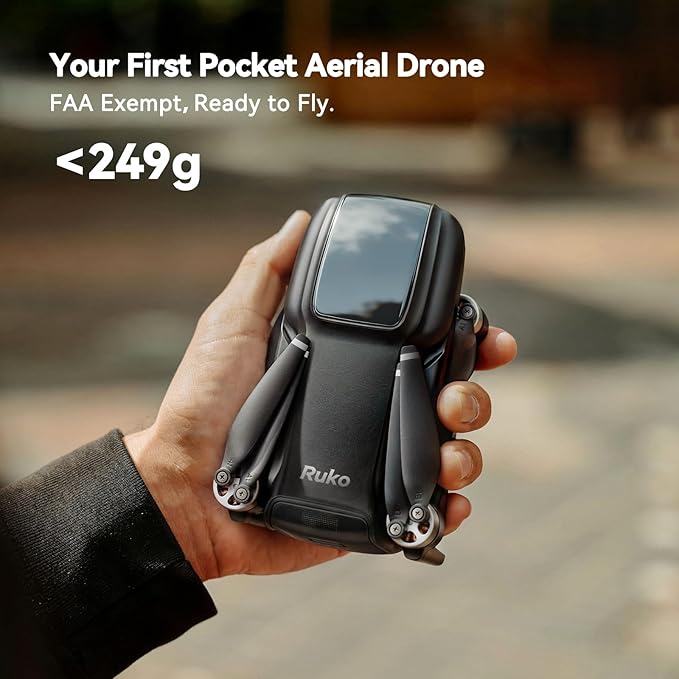 Ruko U11MINI 4K, Drones with Camera for Adults 4K Video 8K Photo, Under 249g, 3-Axis Gimbal, 20000ft FPV Transmission, AI Takeoff/Landing, Auto Return, GPS with Beeper, TOF, Beginner (96-Min Flight)
