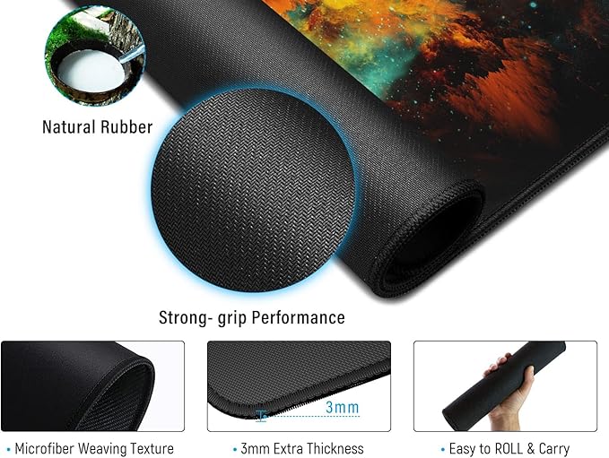 JIALONG Gaming Mouse Pad Desk Mouse Mat Large Size 35.4 x15.7inches Comfortable XXL Mousepad for Work Gaming Office Home