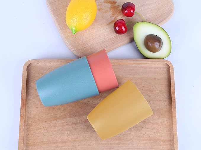 Wheat Straw Reusable Cup (12 oz) - Unbreakable Drinking Glasses Sets - Dishwasher Safe Tumbler - Lightweight, BPA Free and Eco friendly (6Pcs/6Color)