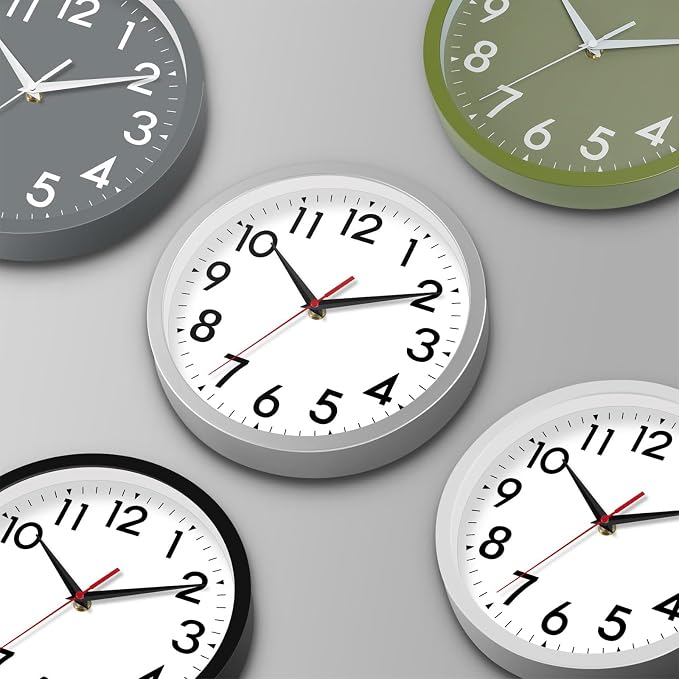 DAXSMY Wall Clock Small Analog 8 Inch Silent Non Ticking Battery Operated Modern Simple Decorative for Kitchen Office Bedroom Bathroom Living Room(Olive Green)