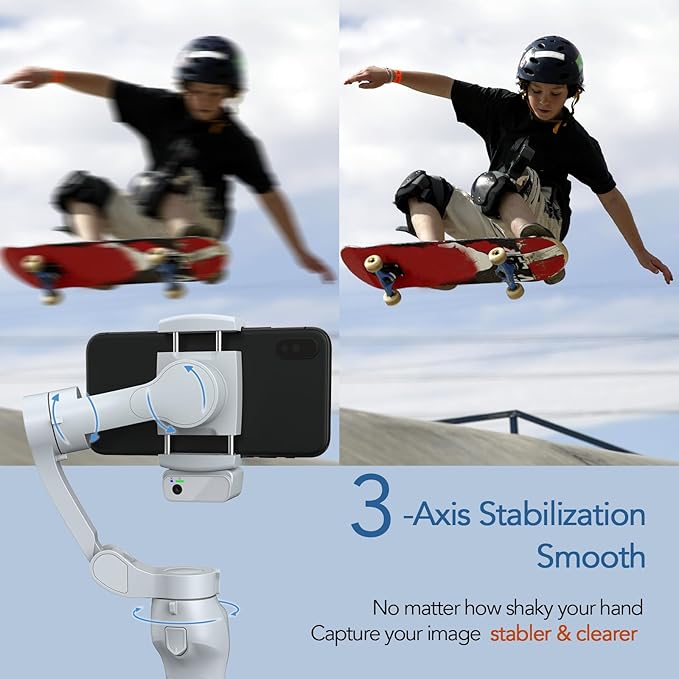 3-Axis Phone Gimbal with Magnetic AI Active Tracker,Gimbal Stabilizer for Smartphone with Fill Light,Phone Stabilizer for Video Recording,Gimbal for Android&iPhone,TikTok YouTube Vlogging Kit