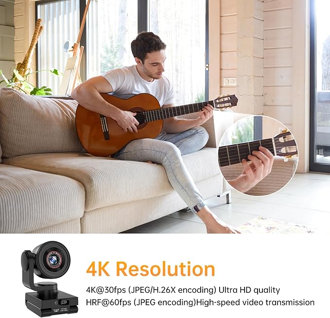 MT-VIKI 4K AI PTZ Webcam, Auto Tracking Gesture Control Camera, 1080P 60fps, 92° Wide Angle, 330° Pan 180° Tilt, TOF 0.2s Fast Focus, Dual Mic, USB-C for Streaming Meeting Online Class