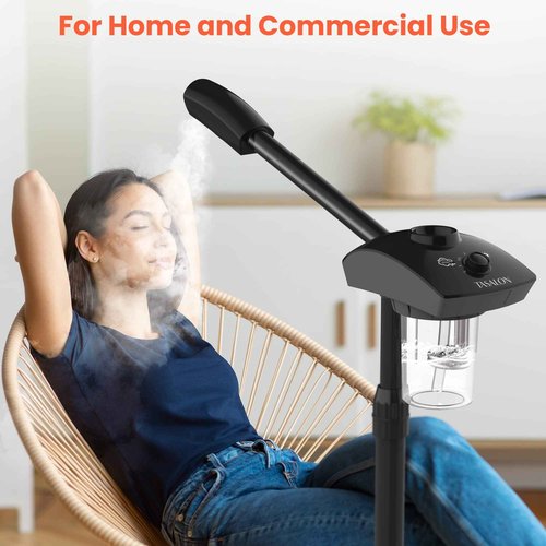 TASALON Ionic Facial Steamer, Professional Face Steamer for Facial, Esthetician Steamer for Face Spa and Salon Beauty, Hot Ionic Mist Face Steamer for Facial Deep Cleaning Skin Care Equipment- Black