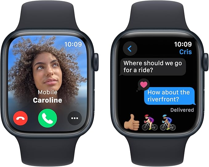 Apple Watch Series 9 [GPS 45mm] Smartwatch with Midnight Aluminum Case with Midnight Sport Band M/L. Fitness Tracker, Blood Oxygen & ECG Apps, Always-On Retina Display