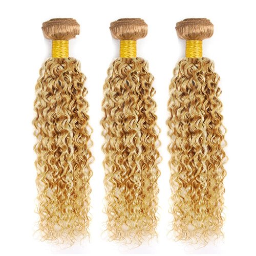 Honey Blonde Bundles Highlight Kinky Curly Bundle Human Hair 20 22 24 Inch Brazilian Virgin Hair 3 Bundles 27/613 Curly Bundle Human Hair Extensions