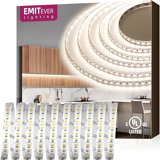 EMITEVER LED Strip Lights Neutral White, 4000K 24V LED Tape Light 25ft UL Listed, Ra 95+, IP30, 2.9W/ft, 240+Lumens/ft, 900LEDS/Spool, UL Listed 5 Year Warranty (Power Supply Sold Separately)…