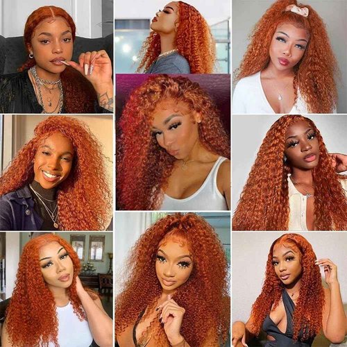 Condescension Human Hair Bundles 24 26 28 inch Orange Burnt Orange 350 Deep Wave Bundles Human Hair Unprocessed Brazilian Virgin Hair for Black Women