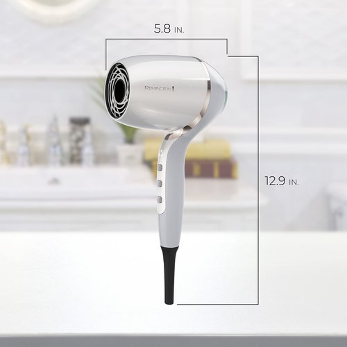 Remington PROLUXE HydraCare Hair Dryer with Diffuser, Pearl White/Gray, 1875 Watts of Drying Power