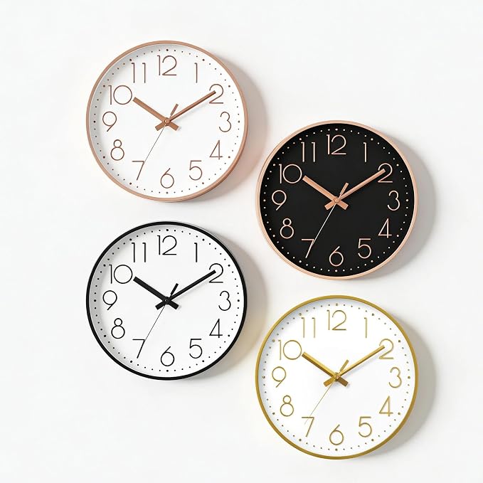 DAXSMY Wall Clock - 14 Inch Silent Non-Ticking Modern 3D Wall Clocks Battery Operated - Decorative Clock for Kitchen, Home Office, Bathroom, Bedroom, Living Room(Rose Gold)