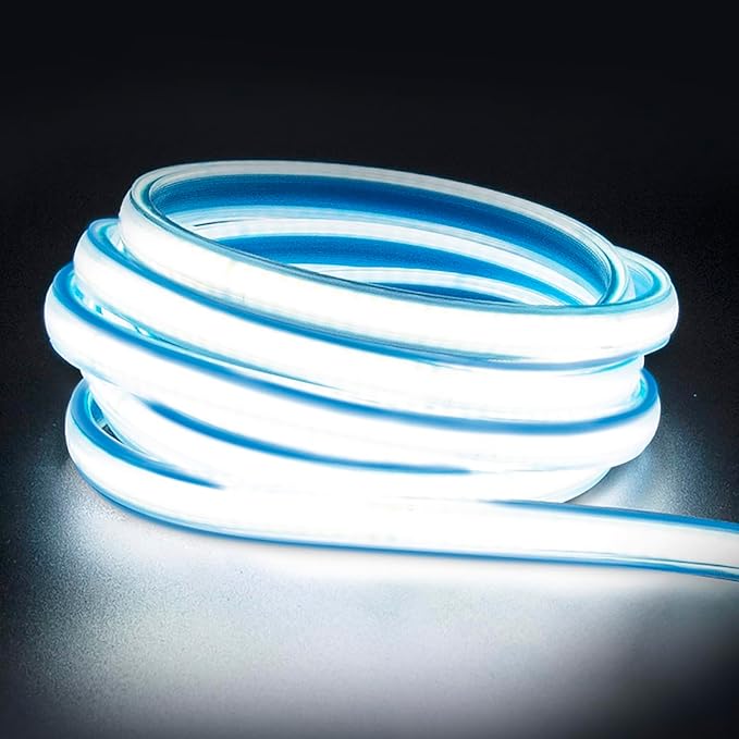 110 Volt COB LED Strips Lights 1 Meter IP67 Waterproof LED Light Strips Cold White with US Plug 10 Watt Light Strip 6000K 3.28 Feet (Cold White, 3.28ft)