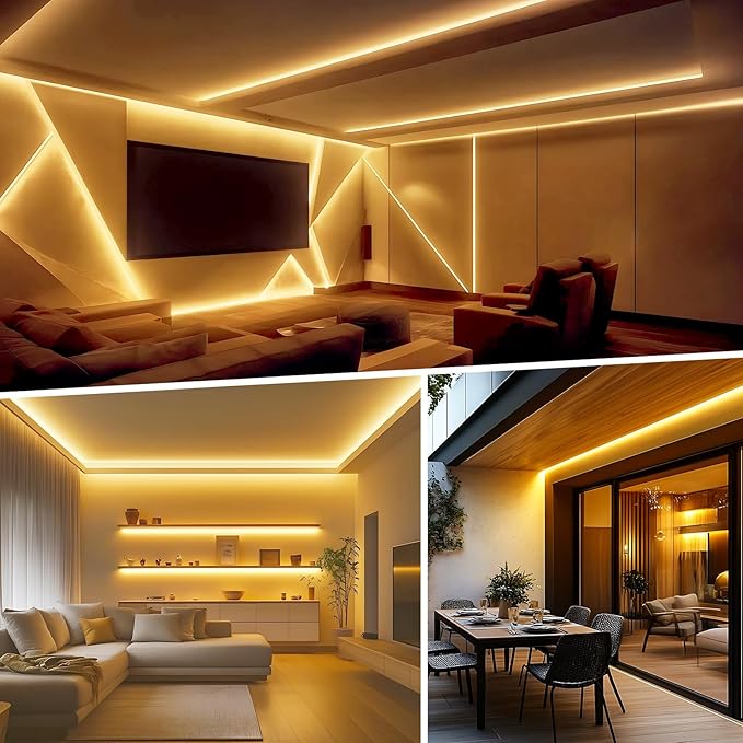 Shine Decor LED Strip Light Easy Connectable, 2800K Warm White Cold Resist Weatherproof Plug-in for Indoor Outdoor, 101 LM/FT Dimmable Bright Eco Rope Lighting 131FT, 120V Whole Set ETL Listed