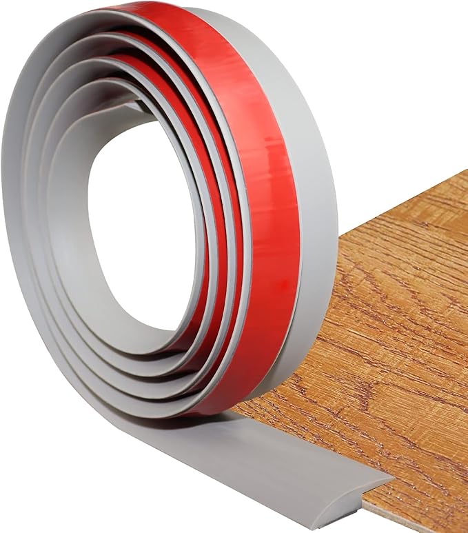 Floor Transition Strip Self Adhesive Carpet & Flooring Transitions Edging Trim Strip PVC Threshold Transitions Suitable for Threshold Height Less Than 5mm (10Ft, Gray)