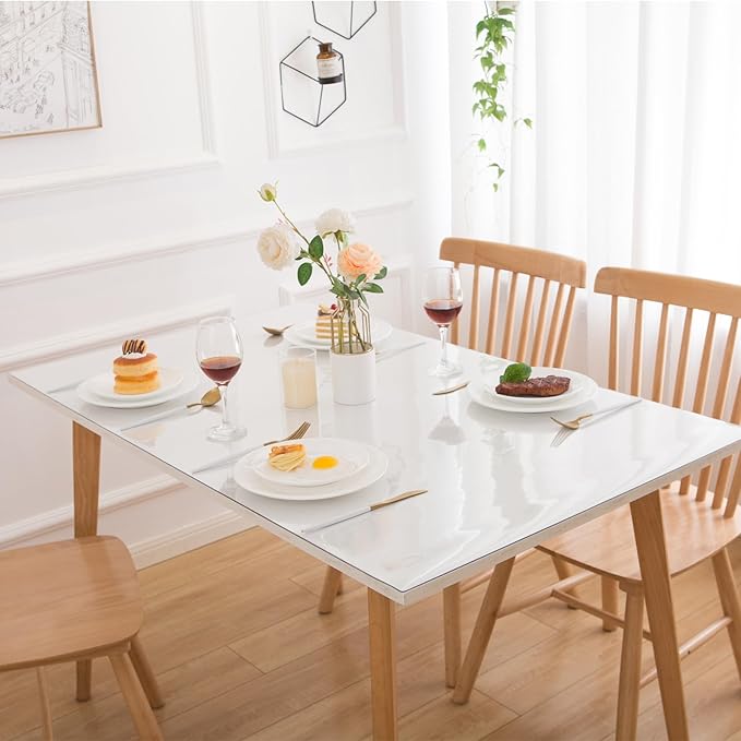 43 x 95 Inch Clear Table Cover Protector, Clear Table Protector for Dining Room Table, 1.5mm Plastic Table Cover, Waterproof Table Pad for Kitchen, Office