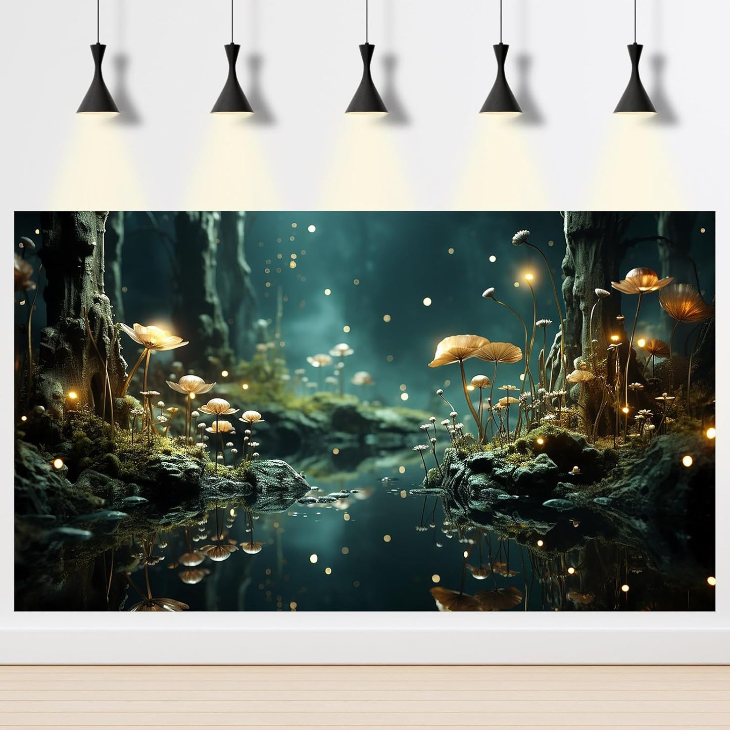 Fantasy Aquarium Background Rock Flowers Tranquil Water Scene Terrarium Backdrop Fantasy Lights Fish Tank Background Reptile Habitat Backdrop Aquarium Poster Wallpaper Decor Vinyl 48x18in
