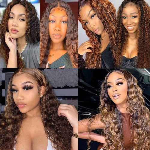 Giginger Bundles Human Hair Deep Wave Human Hair Bundles 26 28 30 Inch Brazilian Chocolate Brown Highlight P4/30 Unprocessed Quick Weave Soft Sewn In Hair Extensions for Black Women