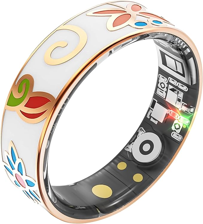 Smart Ring Health Tracking, Sleep Tracking, Fitness Ring, Activity Monitoring, 5 Days Battery, 5ATM Waterproof, No Subscription (Enamel Color, 8#)