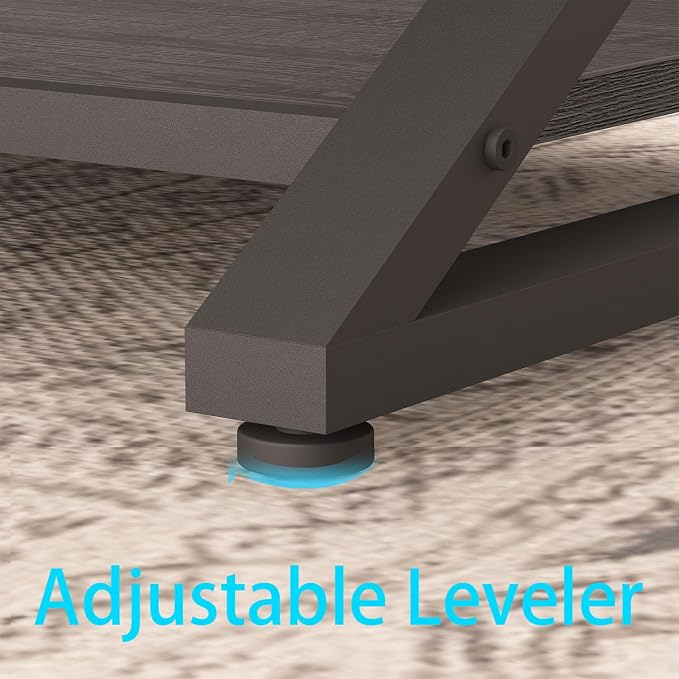 HSH Gray Storage Coffee Table, Modern Center Table for Living Room with Display Shelf, Simple Metal Wooden Rectangle Cocktail Tea Table, Minimalist Home Office Bedroom 2 Tier Coffee Table, 39 Inch