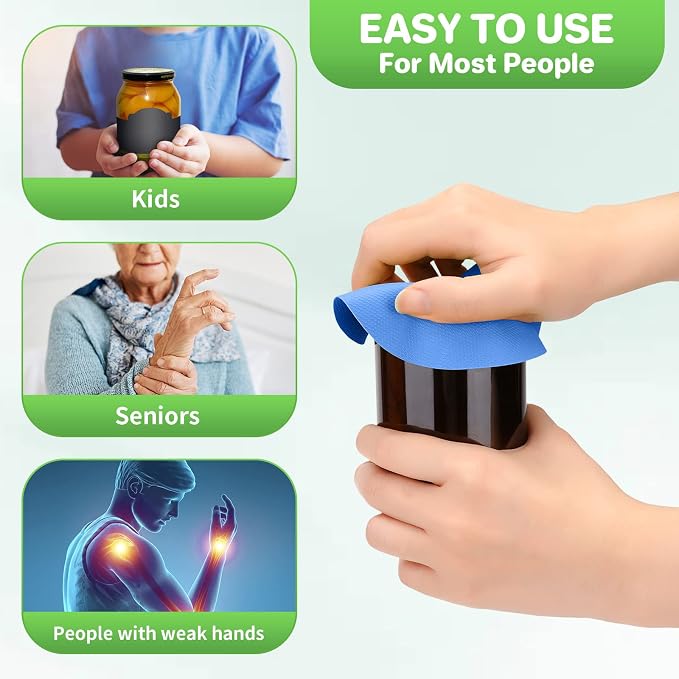 Leezmark 6pcs Jar Opener, Rubber Jar Opener Gripper Pads Kitchen Coasters Multi-function Jar Openers for Seniors with Arthritis Weak Hands(Blue, Purple)