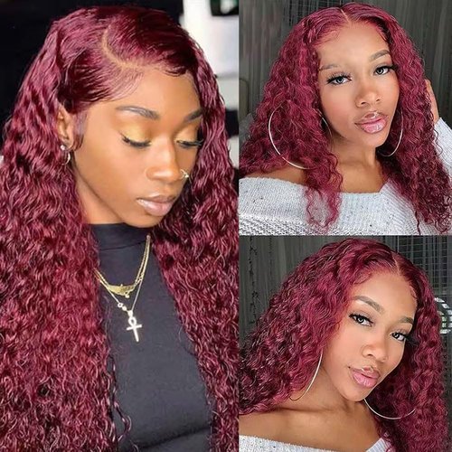 Giginger Burgundy 99J Water Wave Human Hair Bundles 20 22 24 inch Wine Red Human Hair Bundles Burgundy 100% Unprocessed Raw Quick Weave Hair for Black Women