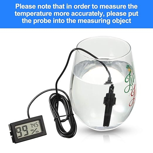 Weewooday Mini Digital Temperature Humidity Meters Gauge with Probe Gauge LCD Fahrenheit Display Thermometer Hygrometer for Incubator Reptile Plant Greenhouse Chicken Coop Garden(Black, 12 Pieces)