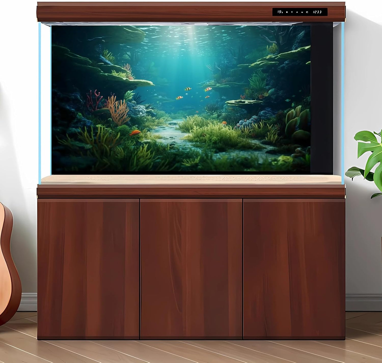 Ocean Floor Fish Tank Background Under The Sea Coral Reef Aquarium Background Underwater Aquatic Plants Corals Rock Cave Terrarium Backgrounds Tropical Fish Ocean Aquarium Backgrounds Decors 48x18in