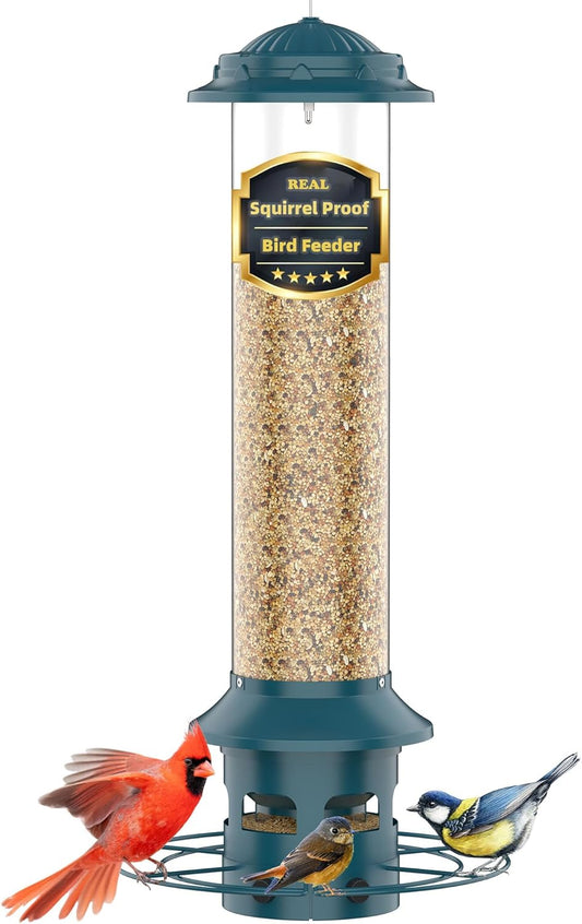Bird Feeder,Metal Squirrel Proof Bird Feeders for Outdoors Hanging 4.0 LB Capacity,Easily Beat Squirrels,Attracting Finch,Cardinal,Chickadee