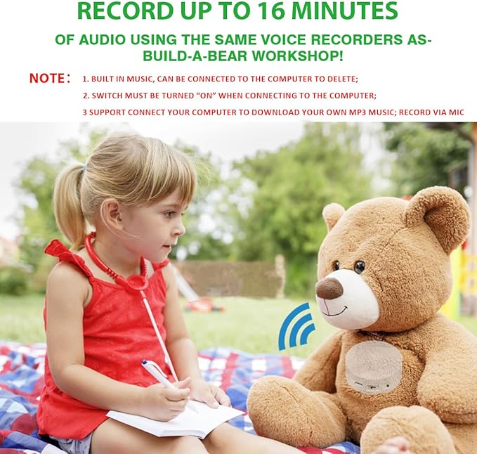 XLW 16 Min Voice Recorder,DIY Voice Recording Button for Stuffed Animals, Bear,Plush, Baby Doll,Pillow. Record Custom Messages for Xmas Halloween New Year Birthday Creative Presents-White