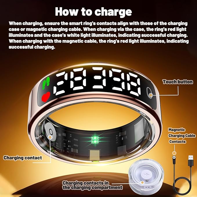 Smart Health Ring for Women Men, Smart Ring Fitness Tracker for iOS Android, Heart Rate, Blood Oxygen, Blood Pressure, Sleep Monitoring,5ATM Waterproof, No Subscription Fee (Silver, 12#)