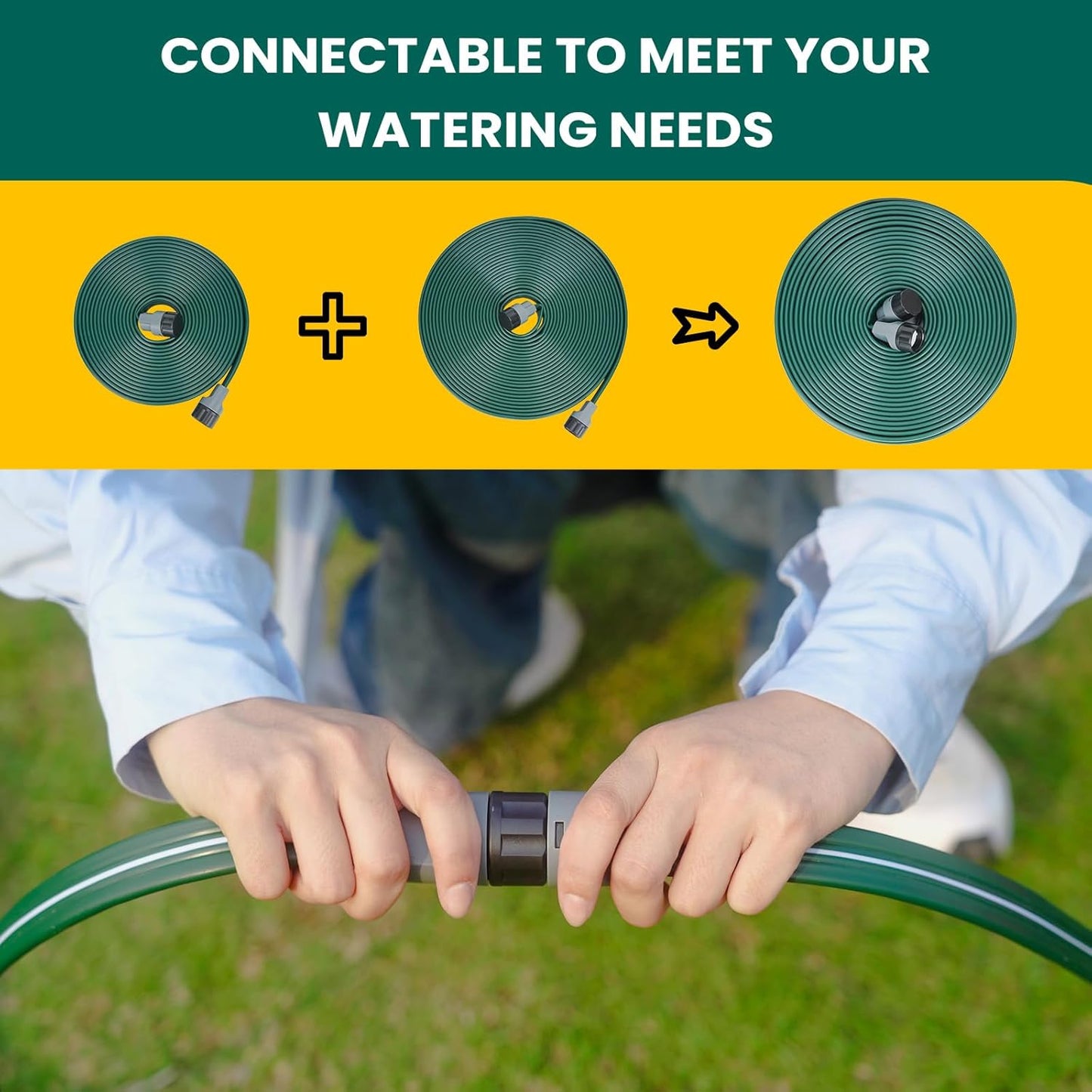 Sprinkler Soaker Hose 25ft 2Pack for Garden Lawn, Watering Pipe with Holes, High-Efficiency Water-Saving Garden Irrigation System, Drip Hose Sprinkler
