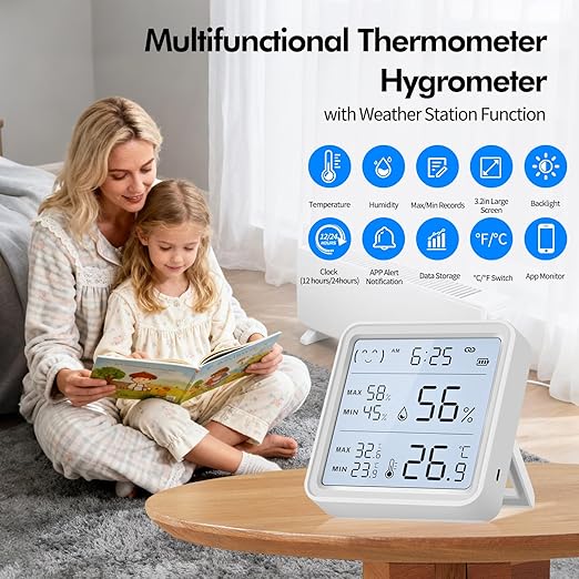 eMylo WiFi Thermometer Hygrometer, IP65 Indoor Outdoor Wireless Smart Temperature Humidity Monitor
