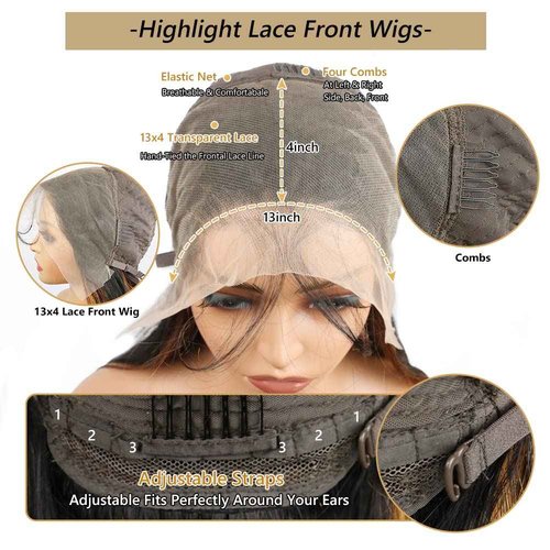 IFTIME Highlight Ombre Lace Front Wig Human Hair 180 density 22 inch straight wigs human hair 13x4 lace front wigs human hair wigs for black women