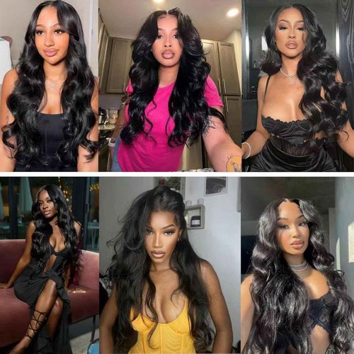 Human Hair Bundles 12A Body Wave 100% Unprocessed Brazilian Virgin Hair Extensions 4 Bundles Human Hair 16 18 20 22 Inch Natural Black Bundles Human Hair Weave for Women