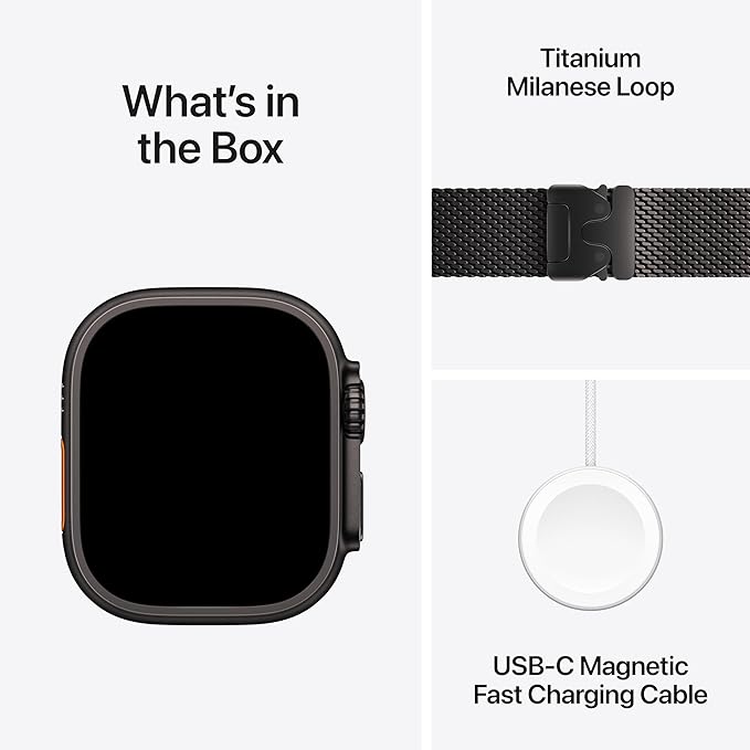Apple Watch Ultra 3 [GPS + Cellular 49mm] Running & Multisport Smartwatch w/Rugged Titanium Case w/Black Titanium Milanese Loop - L. Satellite Communications, Advanced Health & Fitness Tracking