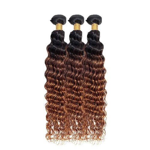 Giginger Bundles Human Hair T1B/4/30 Omber Deep Wave Human Hair Bundles 24 26 28 Inch Omber Black Chocolate Light Brown Unprocessed Quick Weave Soft Sewn In Hair Extensions for Black Women