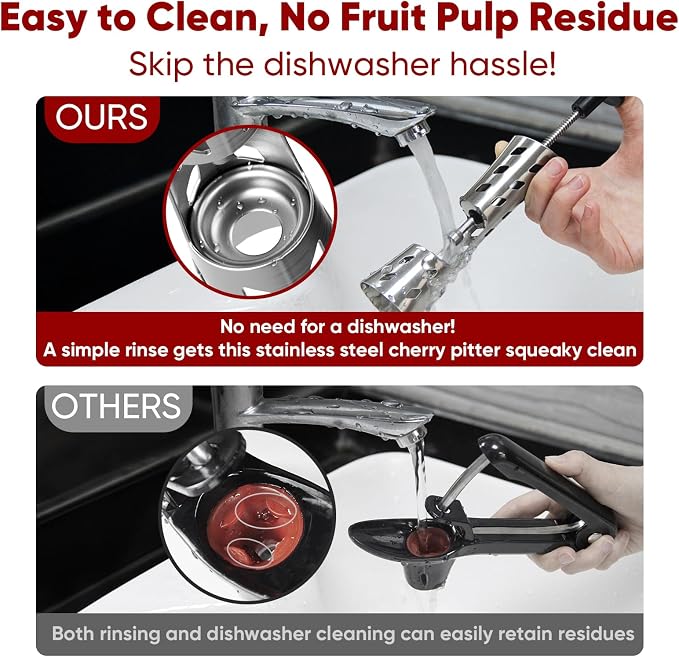 Newness Cherry Pitter, Premium Cherry Pitter Remover Tool, 304 Stainless Steel Cherry Seed Remover, Durable Cherry Stoner Fruit Pit Corer Deseeder Kitchen Tool, Press Type, More Labor Saving