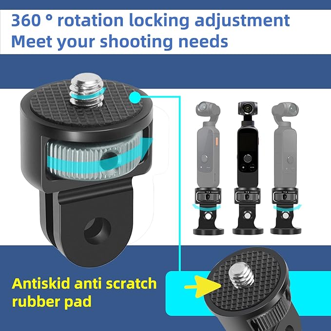 2PC Camera Tripod Mount for Gopro Adapter, 360° Adjustment 1/4-20 Screw Conversion Adapter for GoPro Hero10, Insta360 ONE X3, X2, Go 2 3, Xiaomi Yi and Other Action Cameras
