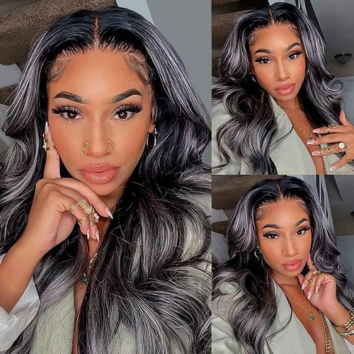 Habiliana Bundles Human Hair 24 26 28 Inch Body Wave P4/GREY Human Hair Bundles 11A Unprocessed Brazilian Virgin Quick Weave Hair Extensions for Black Women