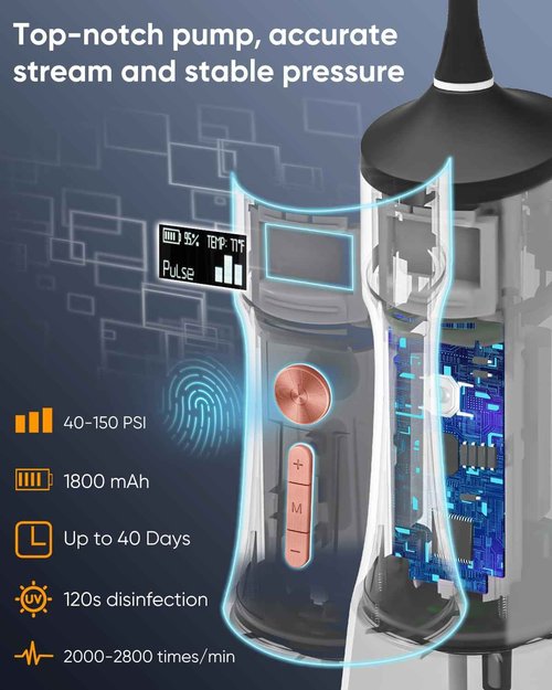 MySmile LP221 UVC Sterilizable Cordless Water Flossers Mouthwash Alcohol Free, Fresh Mint, 60 Uses
