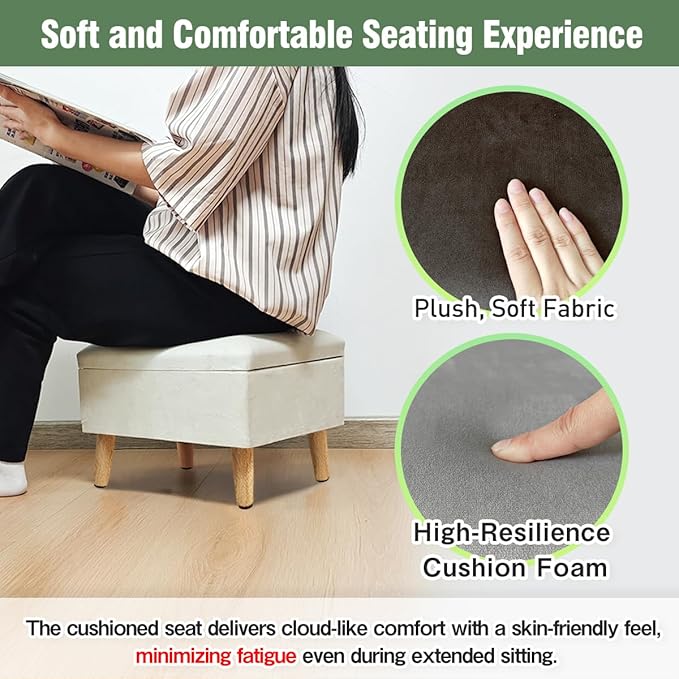 lumizone Small Ottoman Foot Rest Modern Storage Ottoman Foot Stool Padded Seat Pet Step for Dog Under Desk Stool for Living Room Bedroom Office Entryway (Gray)