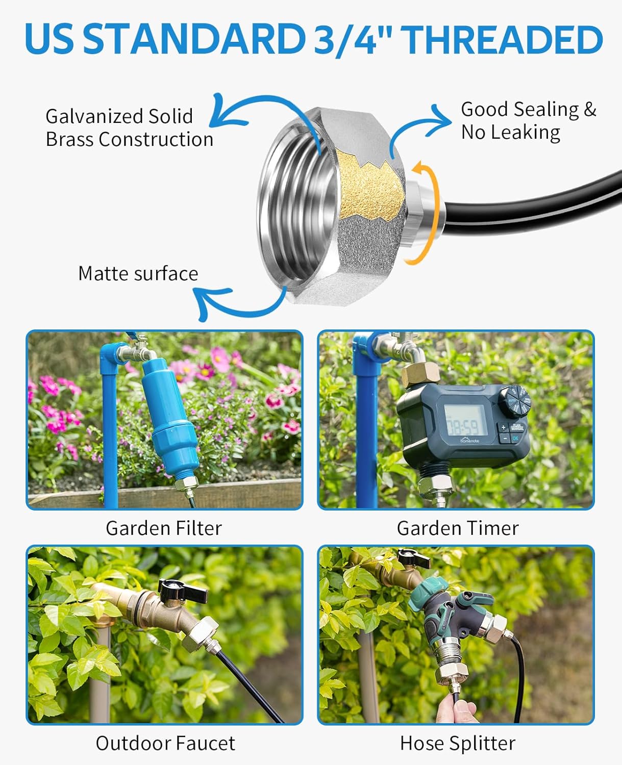 HOMENOTE Misting Cooling System, 26FT (8M) Misting Line + 7 Brass Mist Nozzles + Brass Adapter(3/4") Outdoor Mister for Patio Backyard Garden Greenhouse