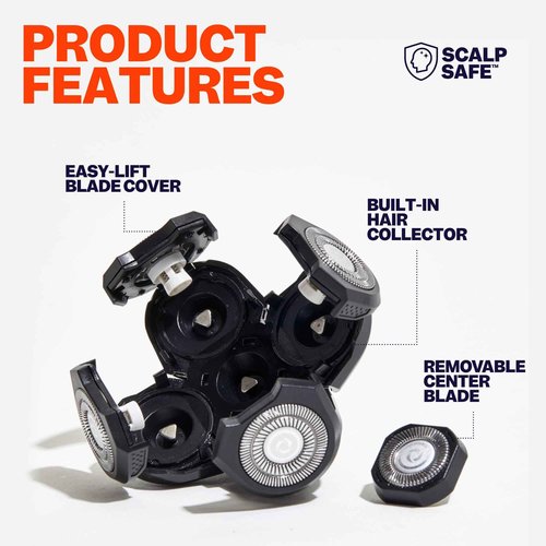 Freebird FlexSeries™ Shaver and Two Blade Refills - Fast, Smooth, Water-Resistant Electric Head Shaver with 5 Flexible Blades, USB Rechargeable, Ideal for Bald Men and Women