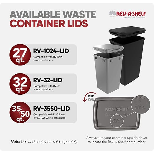 Rev-A-Shelf 2-Pack 35 Quart Polymer Replacement Trash Bin, Recycle Waste Garbage Container for Kitchen Cabinet Pullouts, Blue, RV-35-22-2 - Large Plastic Bins for Home and Office