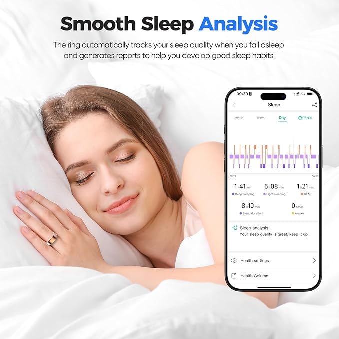 BIEMHA IP68 Waterproof Smart Ring - Fitness & Health Tracker with Sleep/Exercise Monitoring, Unisex for Women Men, iOS & Android Compatible, Long Lasting Battery Life, No Subscription (Rose Gold, 11)