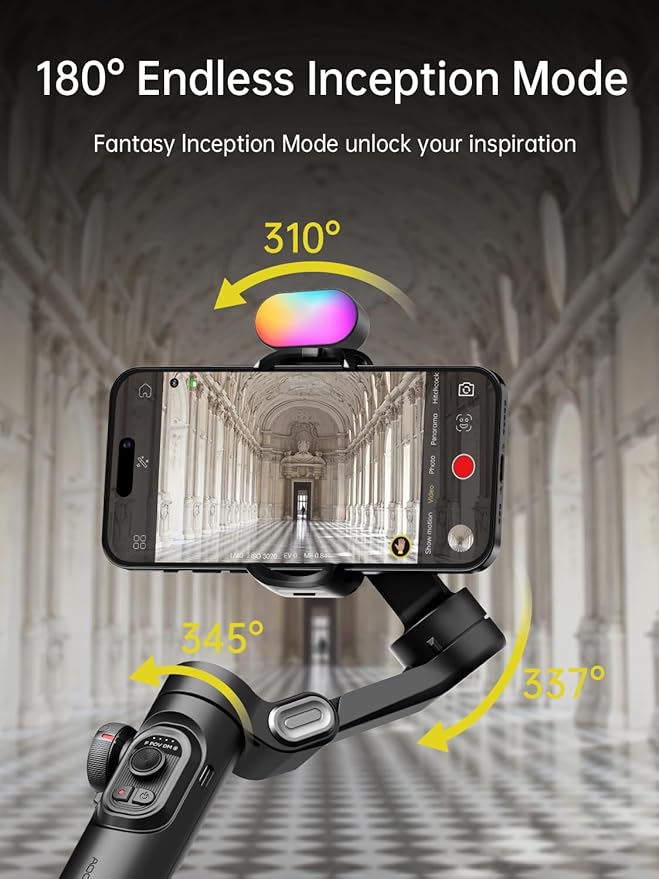 Gimbal stabilizer for Smartphone,Gesture Control/face Tracking,Magnetic Fill Light, Foldable Handheld Phone Gimbal, Portable Hard Case, EVA Protective Storage Bag w/Hand Strap, Smart XE KIT & B30
