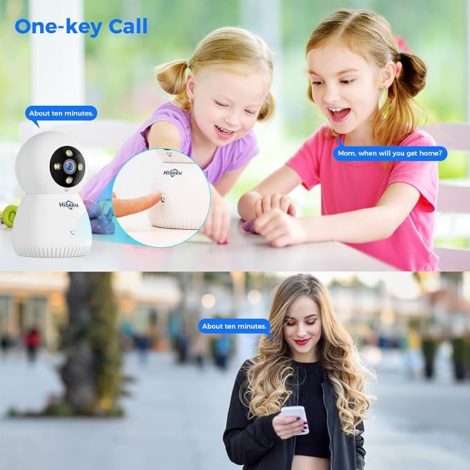 Hiseeu Indoor Security Camera, 2.4G/5G 5MP Baby Monitor Pet Camera for Home Security, PTZ 360°, Auto Tracking, 2 Way Audio, Night Vision, Humanoid Detection, No Monthly Fee, 2PCS