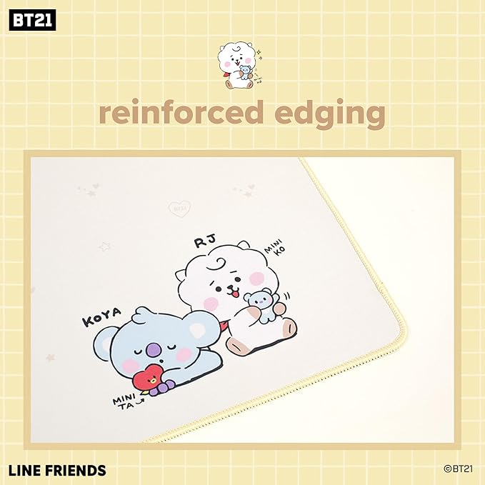 Hamee MY LITTLE BUDDY SERIES Desk Mat - Large Office Accessories - Cute Non-Slip Rubber Base Mouse Pad & Keyboard Mat - BT21 Desk Pad