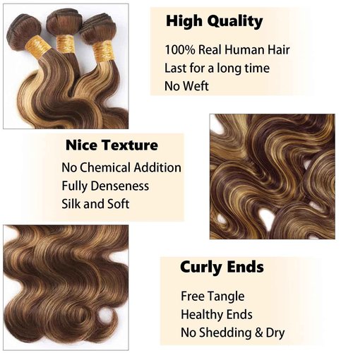 Fabimiya Water Wave P4/27 Human Hair Bundles 26 28 30 Inch Unprocessed Brazilian Virgin Hair Bundles P4/27 Human Hair Quick 11A Weave Hair Extension