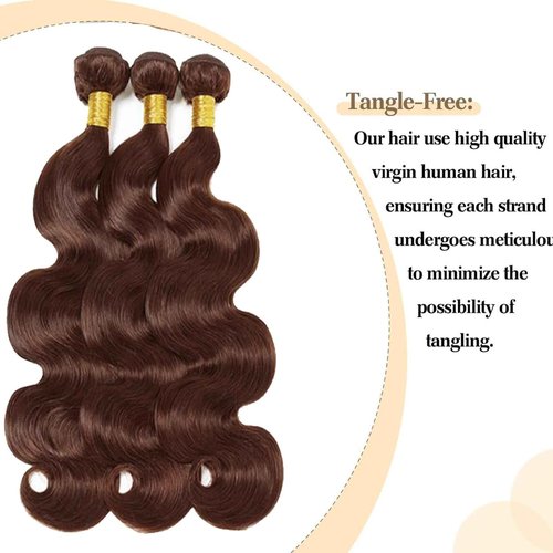 Fabimiya 20 22 24 Inch Human Hair Bundles Chocolate Brown 4# Body Wave Bundles Human Hair 100% Unprocessed Soft Sewn In Hair with Double Weft for Black Women